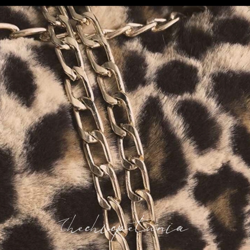 Fuzzy leopard print chain bag - Picture 2 of 6
